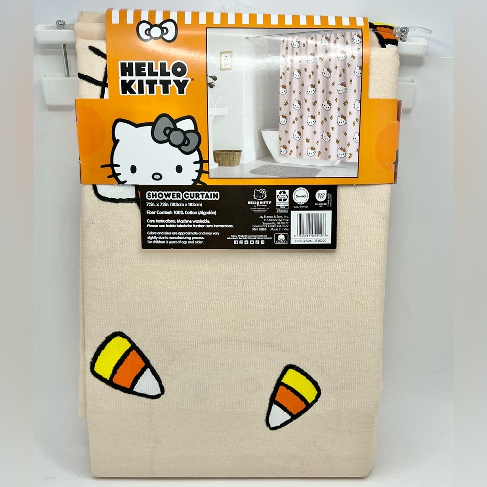 Hello Kitty Halloween Candy Corn Shower Curtain